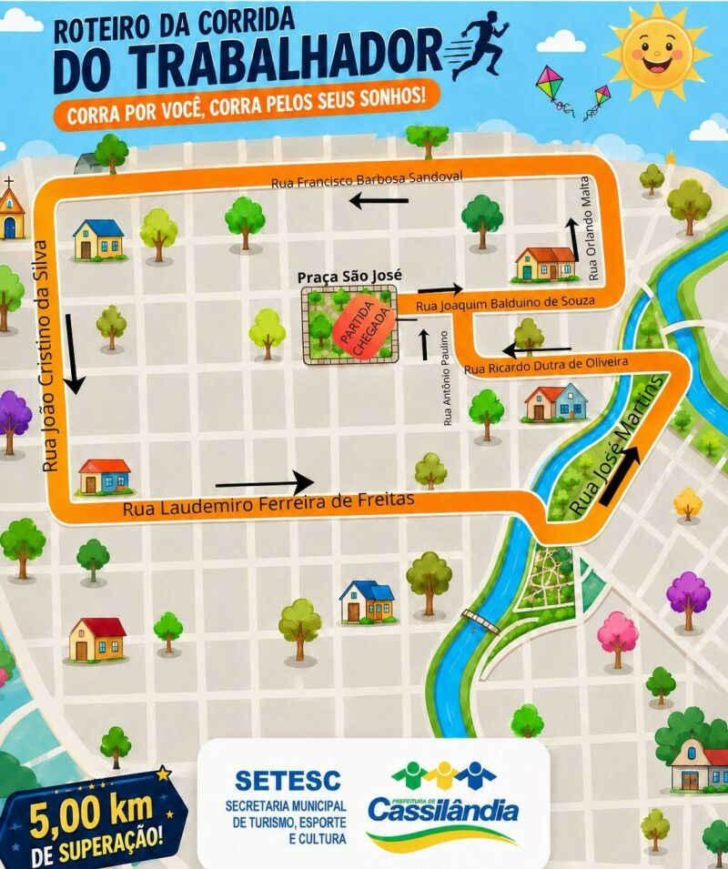 Ilustração da notícia Corrida do Trabalhador terá percurso de 5 km pelas principais ruas de Cassilândia; confira